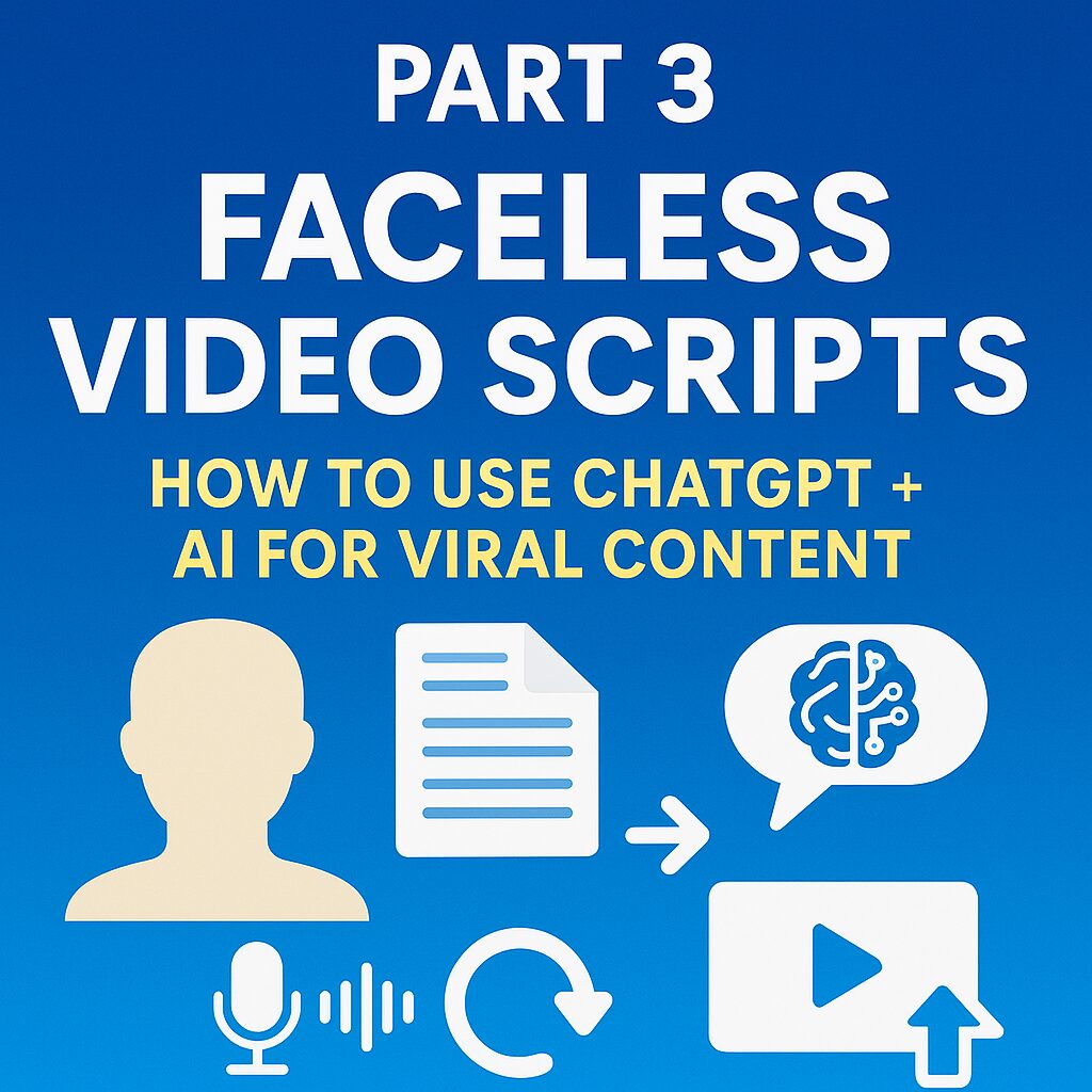 A person working on a laptop using ChatGPT to write faceless video scripts for YouTube in 2025
