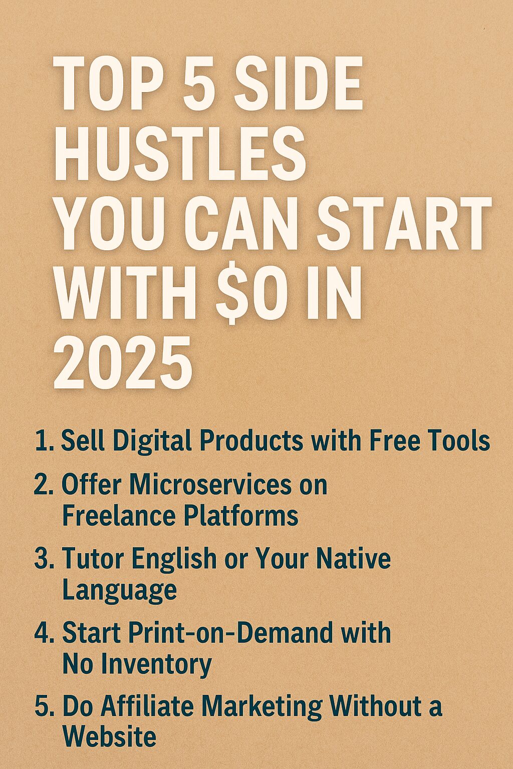 Top 5 Side Hustles You Can Start with $0 in 2025 (No Skills Needed)