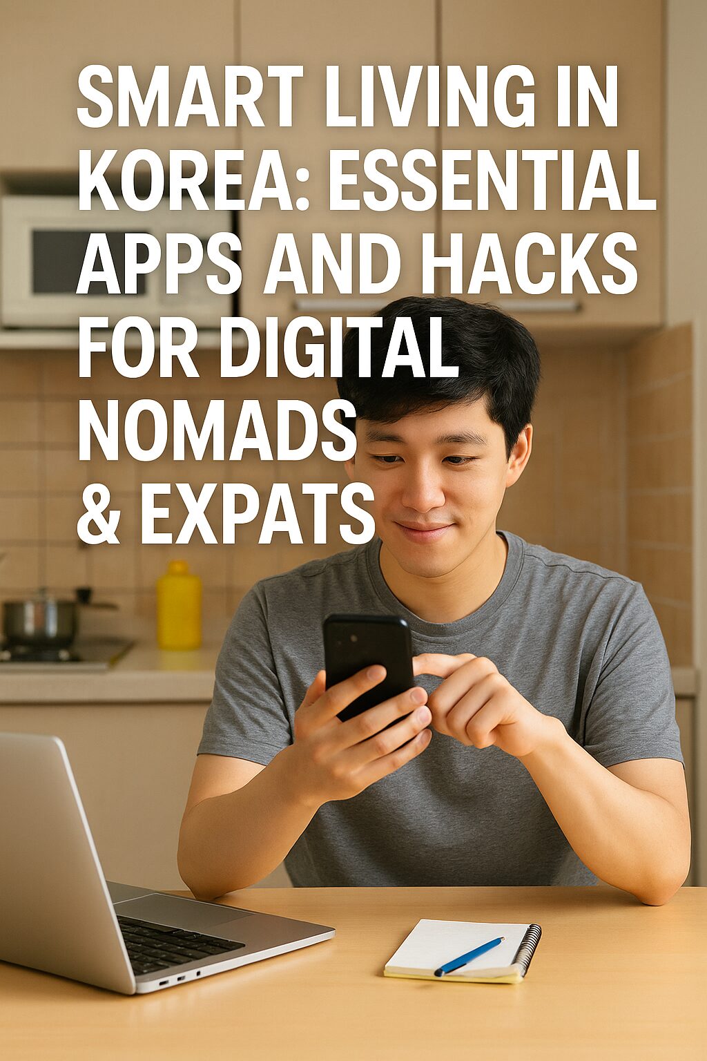 Illustration showing best apps and local life hacks for digital nomads living in Korea
