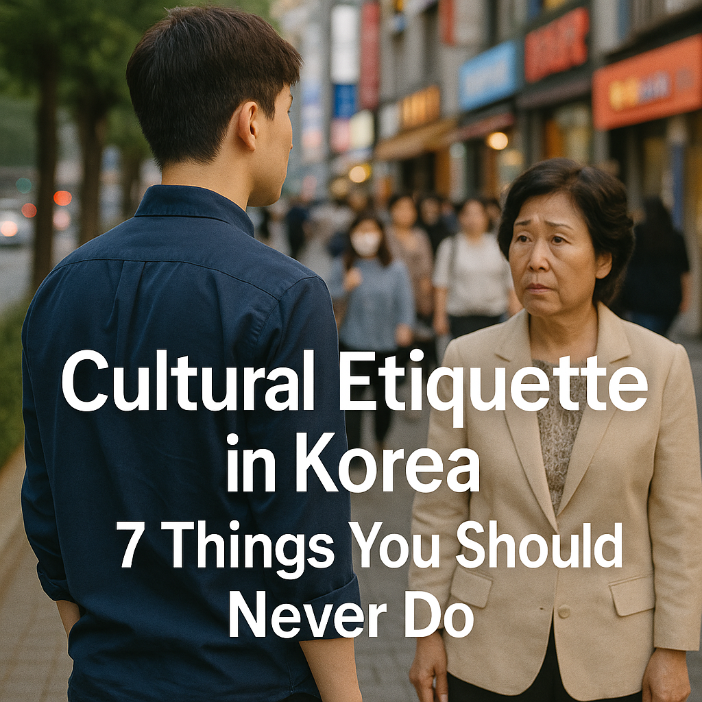 A respectful foreigner learning Korean cultural etiquette inside a traditional Korean restaurant in Seoul, 2025