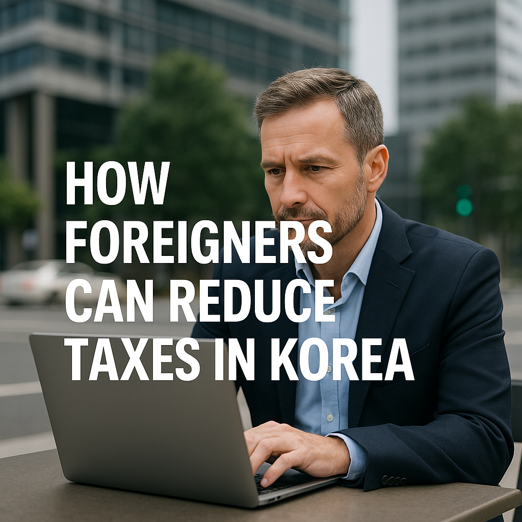 A Korean Alien Registration Card, U.S. hundred-dollar bill, and tax documents arranged on a desk, highlighting tax-saving strategies for foreigners in Korea.