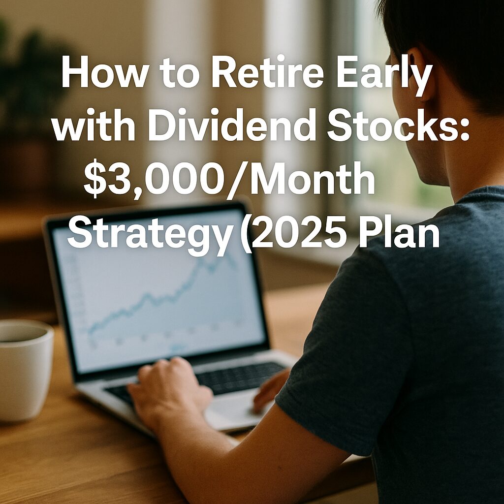 A person using a laptop showing a financial chart, representing early retirement with dividend stocks in 2025