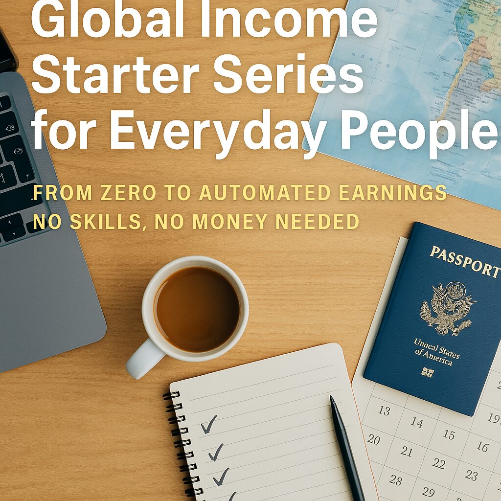 A top-view photo showing a travel map, checklist, notebook, and coffee mug on a desk — symbolizing practical income ideas for beginners.