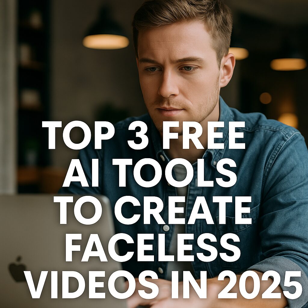A faceless content creator using AI video tools on a laptop in a minimalist home studio