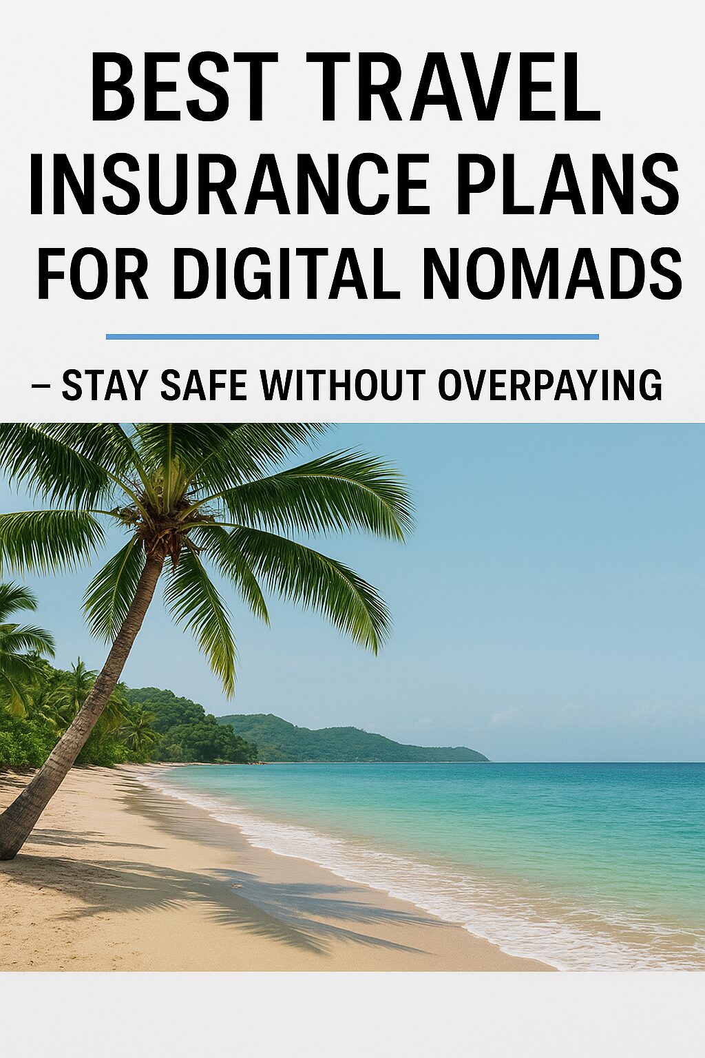 A digital nomad walking through an airport with a backpack, passport in hand, and travel insurance icons overlaid subtly – representing summer travel readiness.