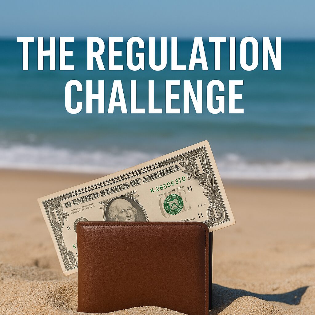 A businessperson at a desk reviewing digital tax forms, with a USDC logo on screen