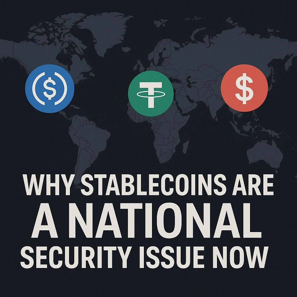 A political map overlaid with digital currency icons symbolizing stablecoin influence across countries