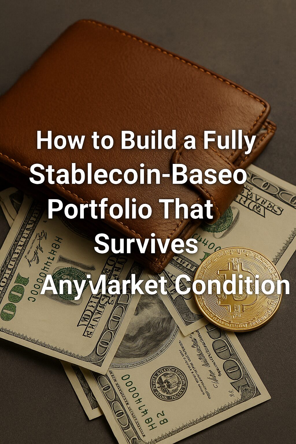 "A secure and diversified stablecoin portfolio shown with digital tools and financial dashboards."