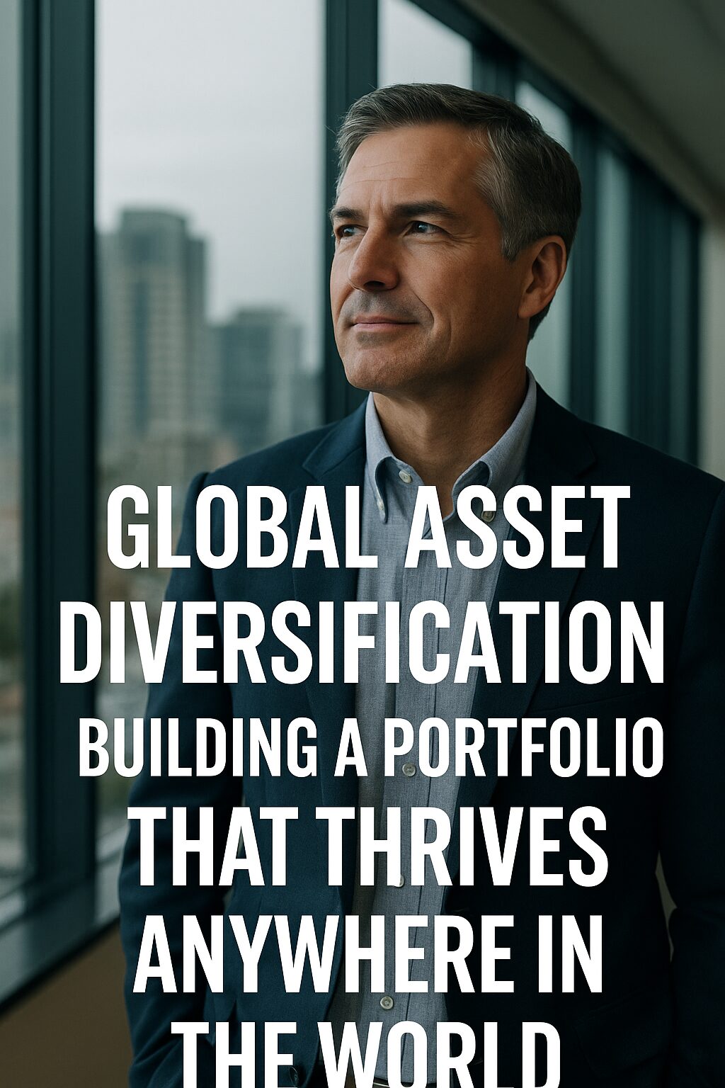 A realistic photo of a diverse group of global investors discussing an international portfolio strategy in a modern office.