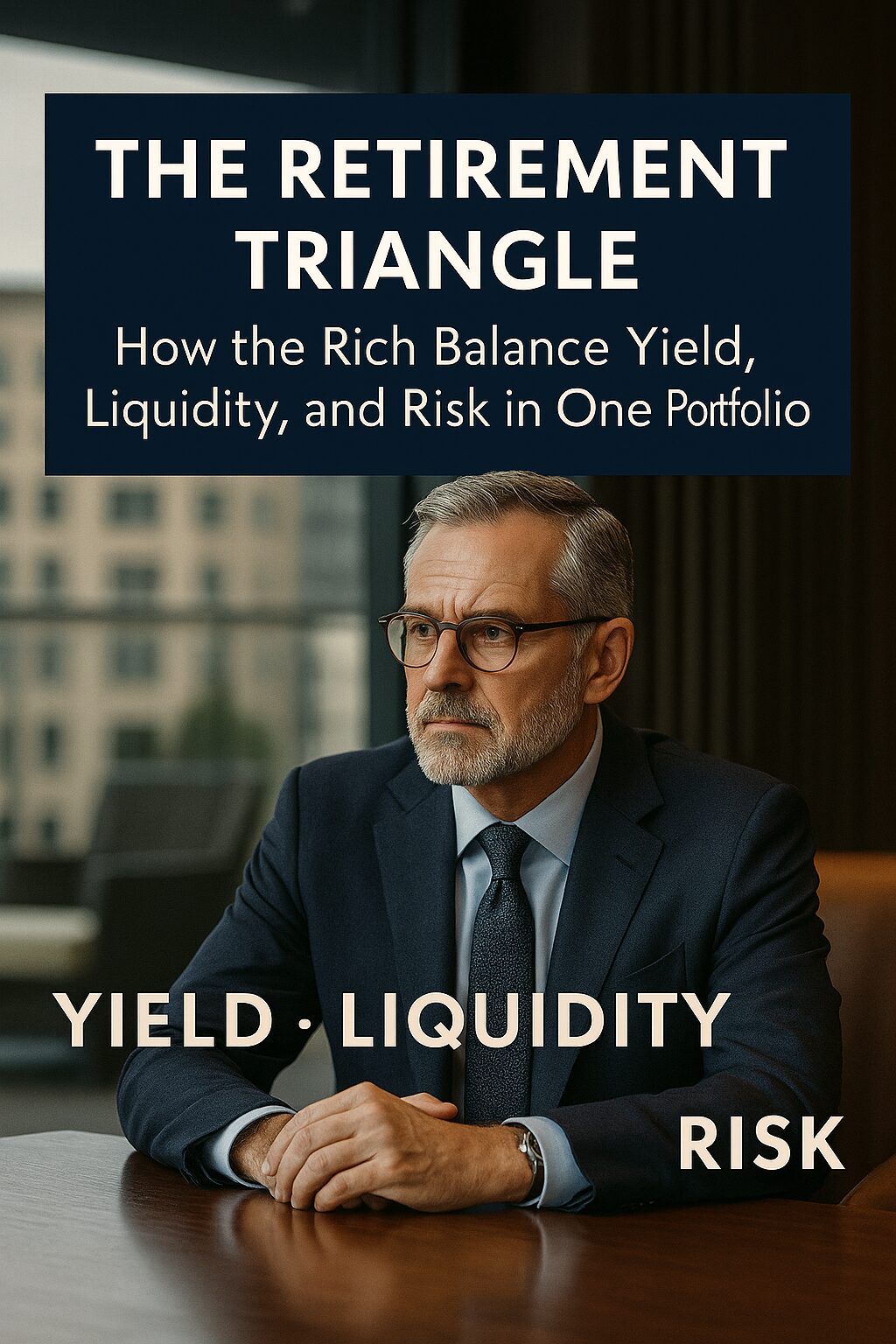 Financial portfolio strategy diagram showing yield, liquidity, and risk balance for retirees