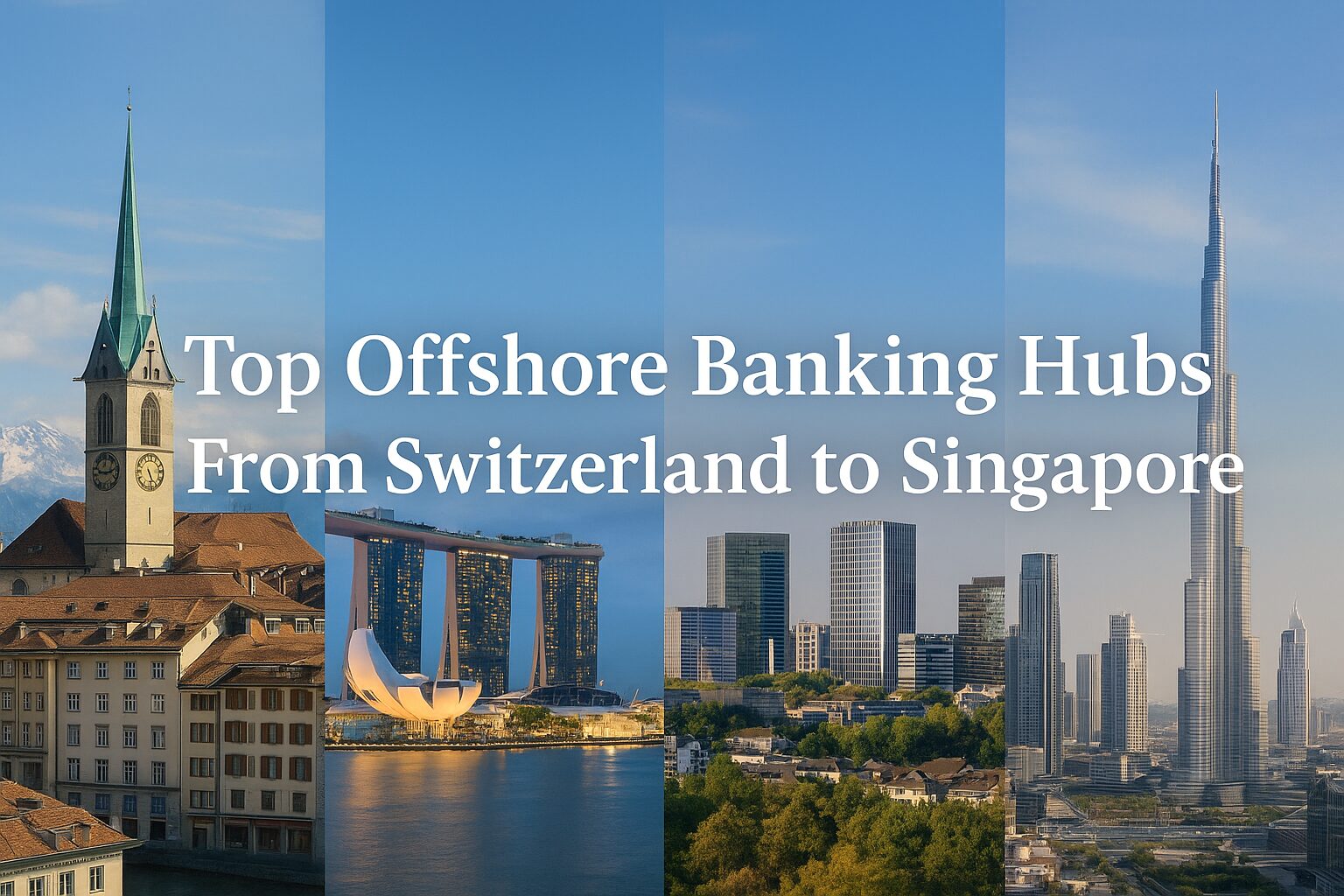Global offshore banking hubs in Switzerland, Singapore, Luxembourg, Cayman, and Dubai