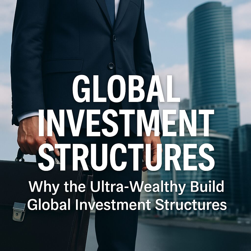 A global investor holding a briefcase in a modern financial district — representing strategic offshore investment structures for wealth optimization