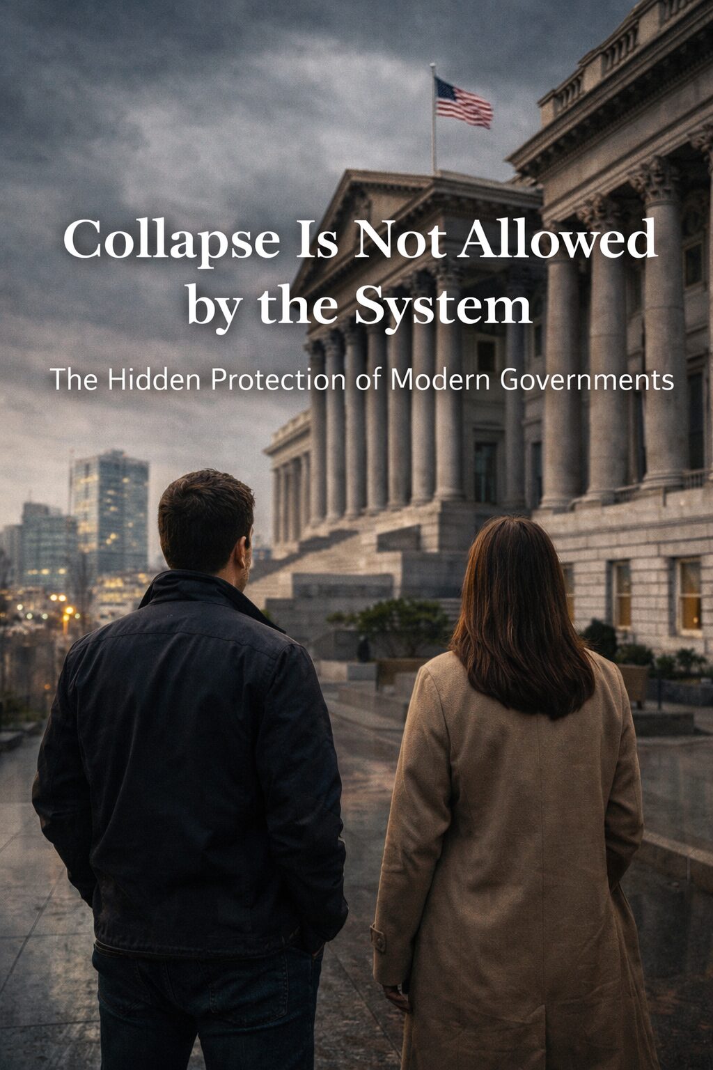 Modern government building representing financial protection systems preventing personal collapse